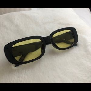 Black rectangle sunglasses with light shades